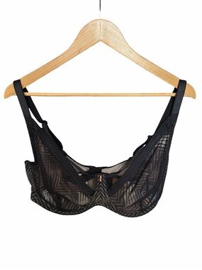 Freya black mesh bra size 36I adjustable classic unlined underwire sexy lingerie
